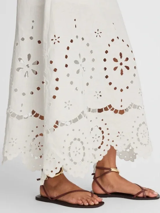 Madewell NWT Eyelet Embroidered Maxi Skirt Size 6 in Salt - Picture 5 of 16